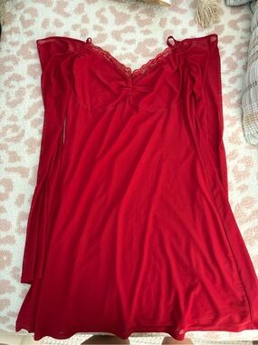 Edmone Princess Polly Red Lace-Trim Mini Slip Dress